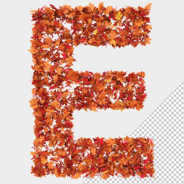 PSD isolerede efterårsblade 3d-bogstav e