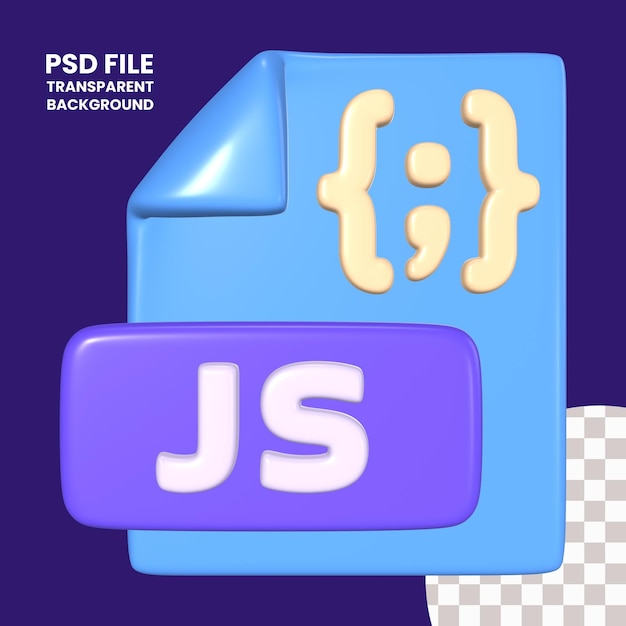 PSD javascript-fil 3d-illustrasjonsikon