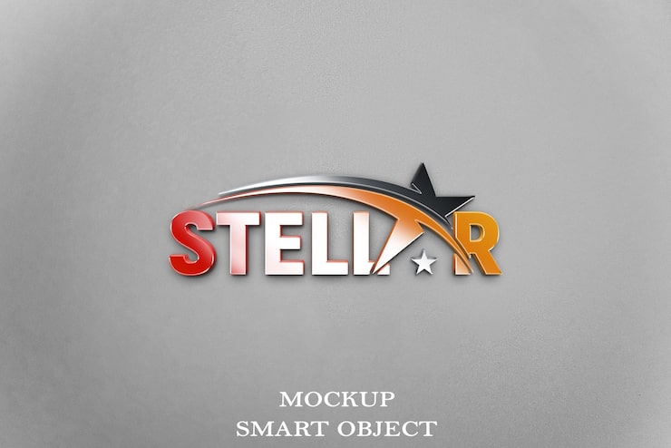 PSD jern sølv logo mockup