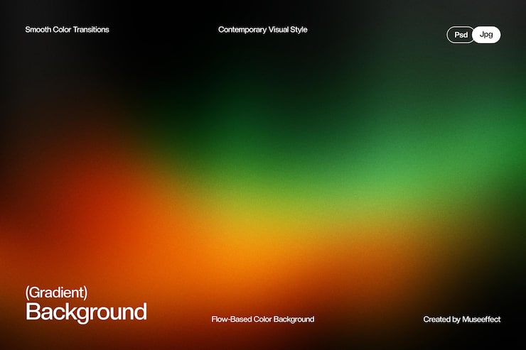 PSD jevnt flytende gradientbakgrunn med dynamiske fargeoverganger