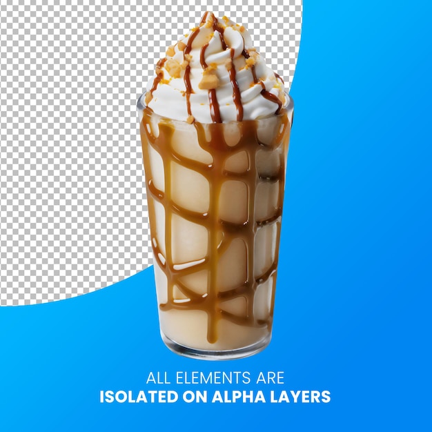 PSD karamelli frappe eristetty taustasta psd:llä
