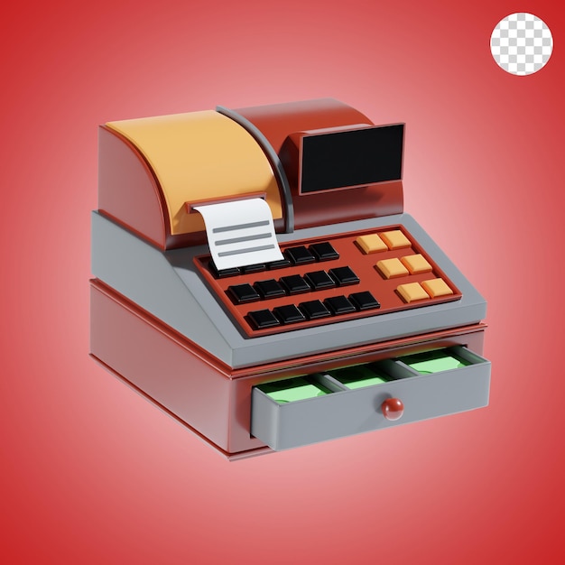 PSD kasseapparat 3d ikon