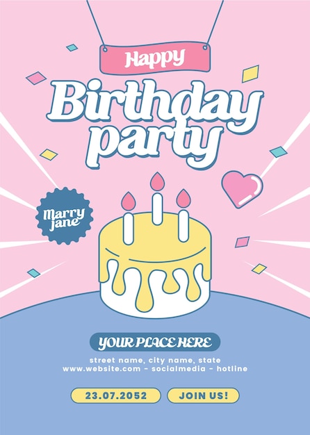 PSD 小朋友生日派對邀請海報可編輯範本