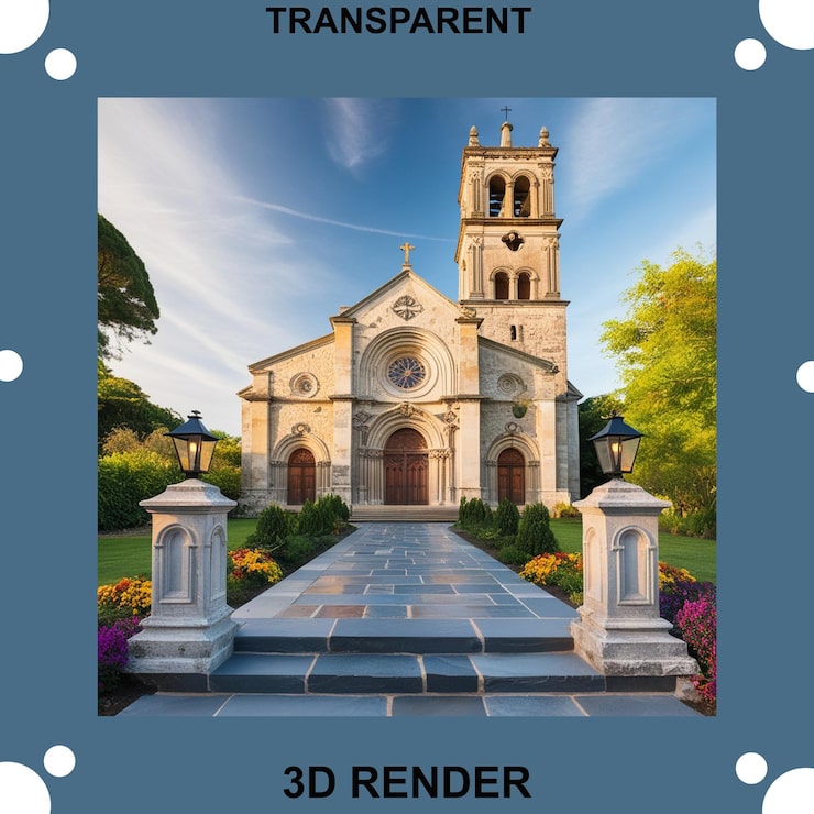 PSD kilise şeffaf arka plan