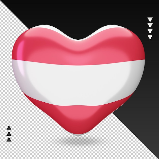 PSD kjærlighet østerrike flagg hjerte 3d-rendering forfra