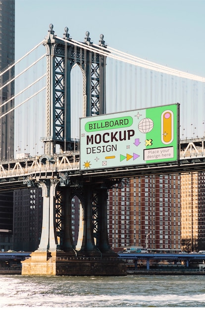 PSD köprü üzerinde billboard mockup