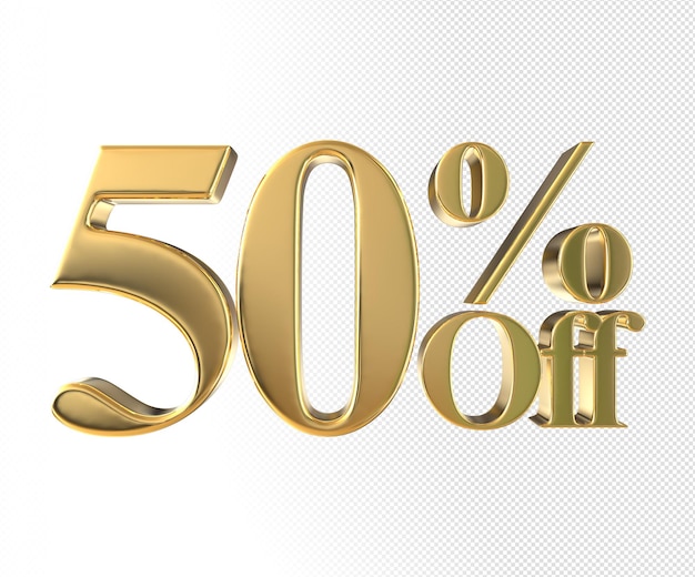 PSD korting 50 procent goud 3d-element