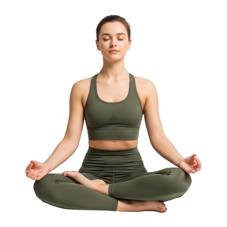 PSD kvinde mediterer i yogastilling