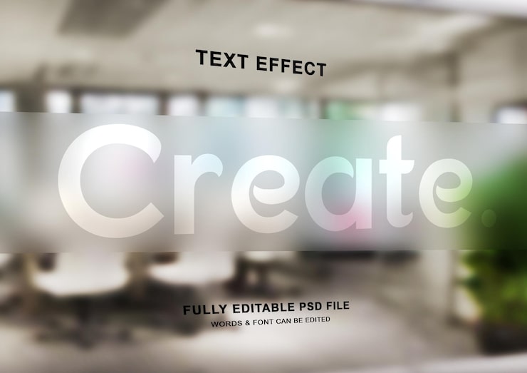 PSD lag teksteffekt eller logo-mockup på glass