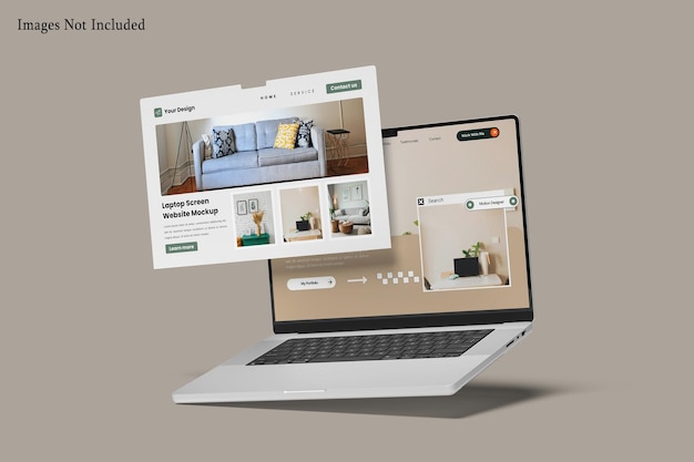 PSD laptop skærm mockup til hjemmeside
