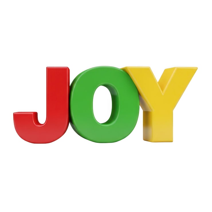 PSD levende 3d "joy" bogstaver.