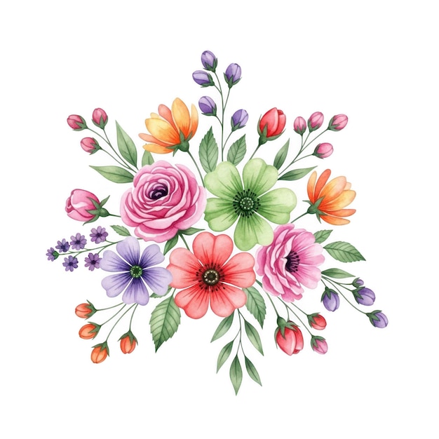 PSD levende blomsterbuket illustration