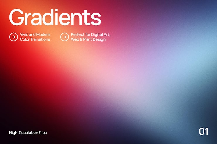 PSD levende moderne gradienter for digital kunst og webdesign