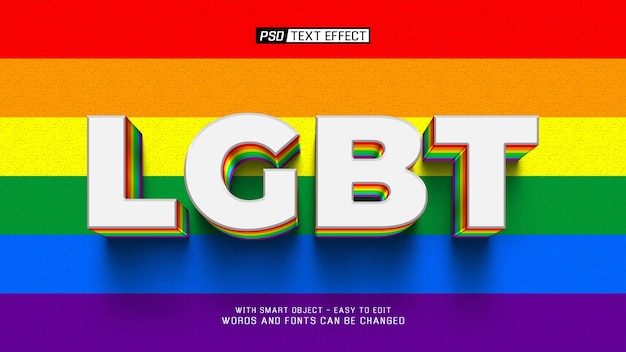 PSD lgbt 3d 편집 가능한 텍스트 효과