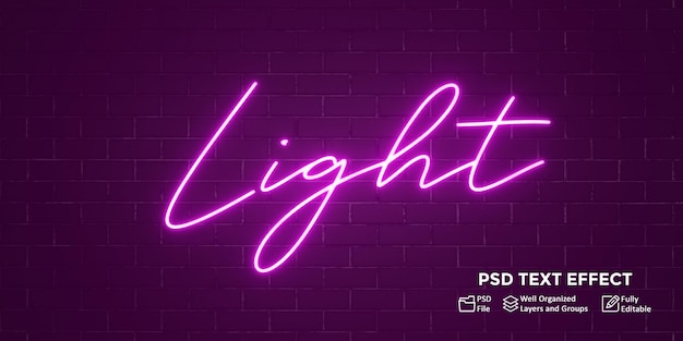 PSD lilla neon lys tekst effekt redigerbar