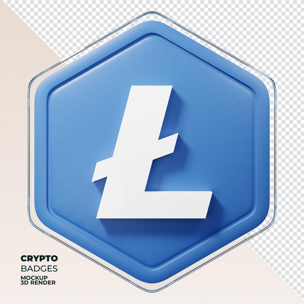 PSD litecoin ltc badge 3d-rendering mønt