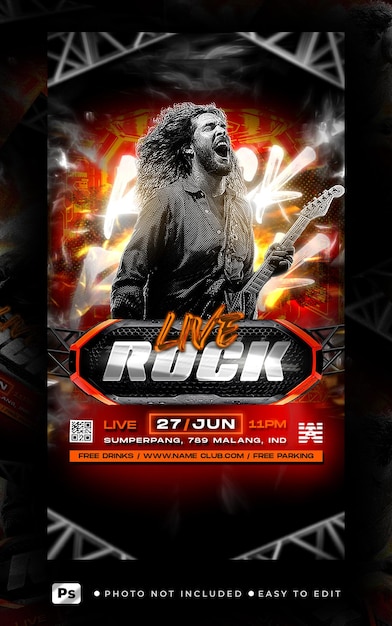 PSD live rock concert flyer