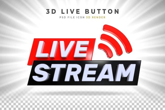 PSD live streaming 3d badge geïsoleerd