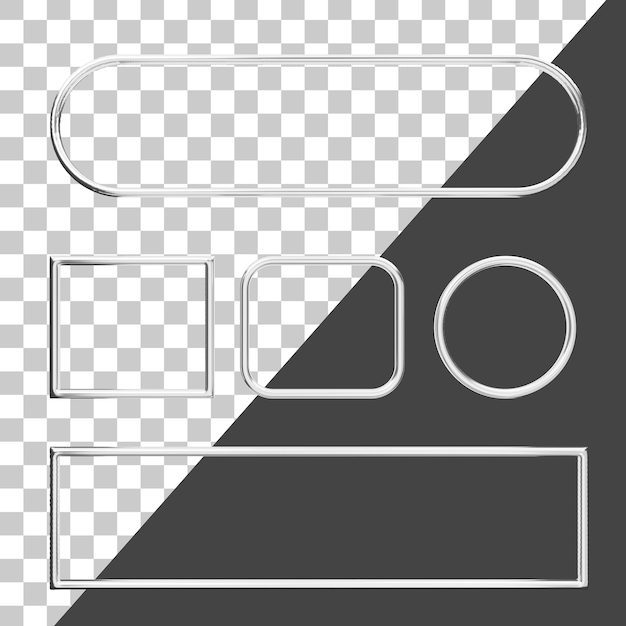 PSD metallisk silverram design bundle