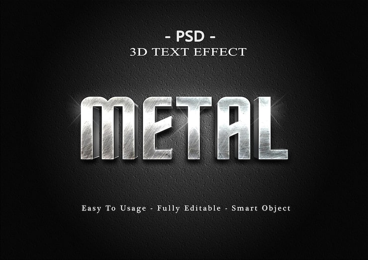 PSD metalowy efekt tekstowy 3d szablon