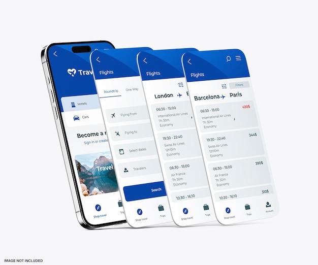 PSD mobilapp skjerm mockup