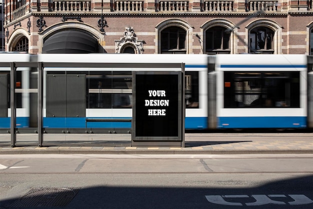 PSD mockup billboard op de bushalte