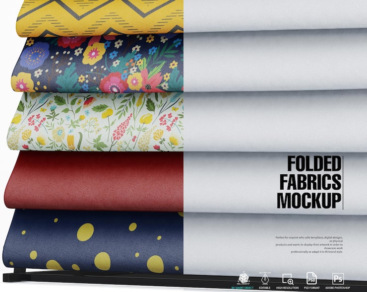PSD mockup med vikta tyger