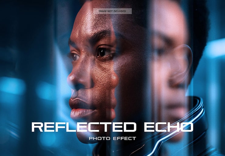 PSD mockup van het gereflecteerde beeldeffect