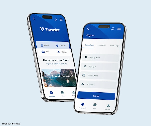 PSD mockup van het scherm van de mobiele app