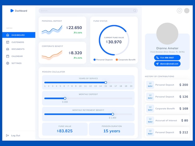 PSD moderne pensionsfondsadministrations-dashboard-interface