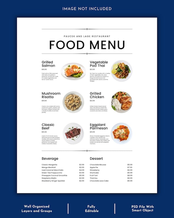 PSD moderne restaurantmenu sjabloon