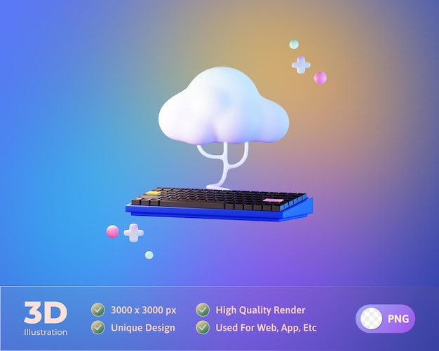 PSD molnbaserad databehandling 3d illustration