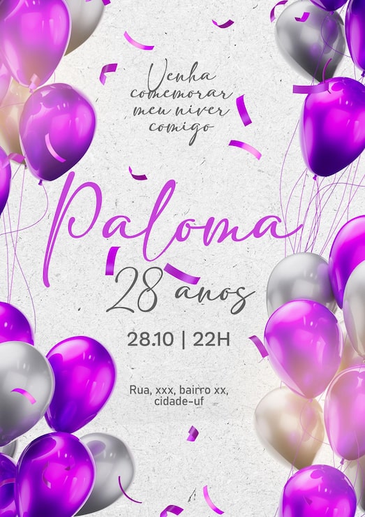 PSD mor balonlar ve beyaz bir arka plan ile mayıs 2005 etkinliği için bir poster
