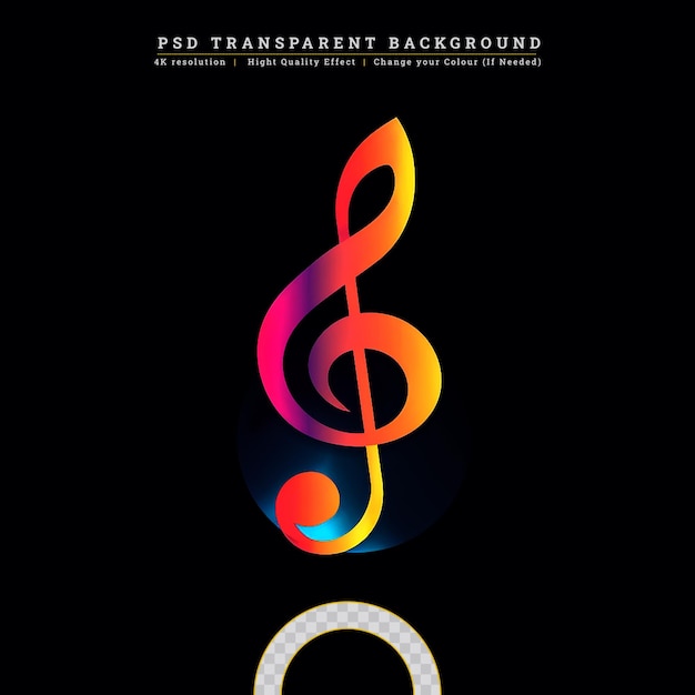 PSD musik noder baggrund farverig stave med g-nøgle og musiknoder isoleret