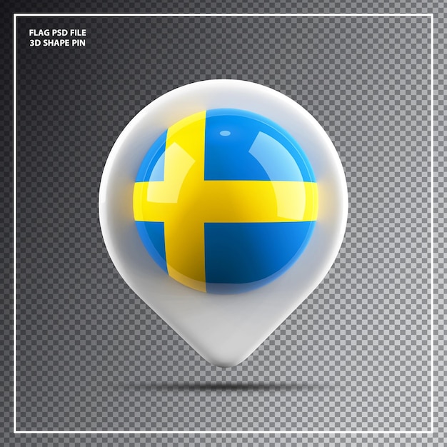 PSD nål rund flagga för sverige element