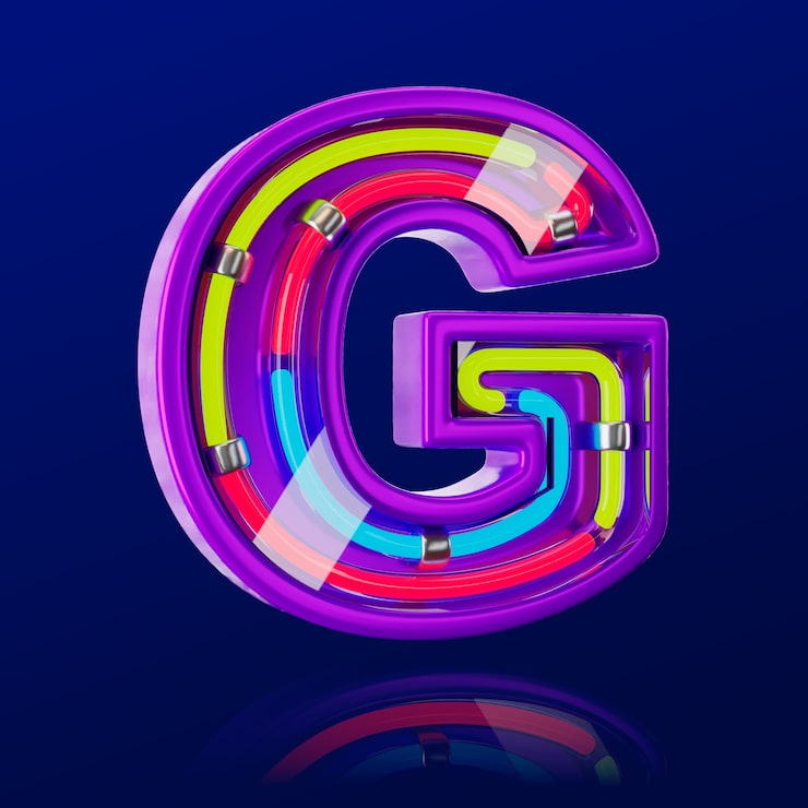 PSD neon harf simgesinin 3d render’ı