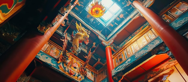 PSD ornamentert interiør i et buddhistisk tempel