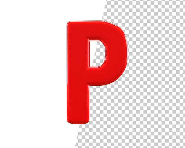 PSD p litera czerwony tekst renderowania 3d