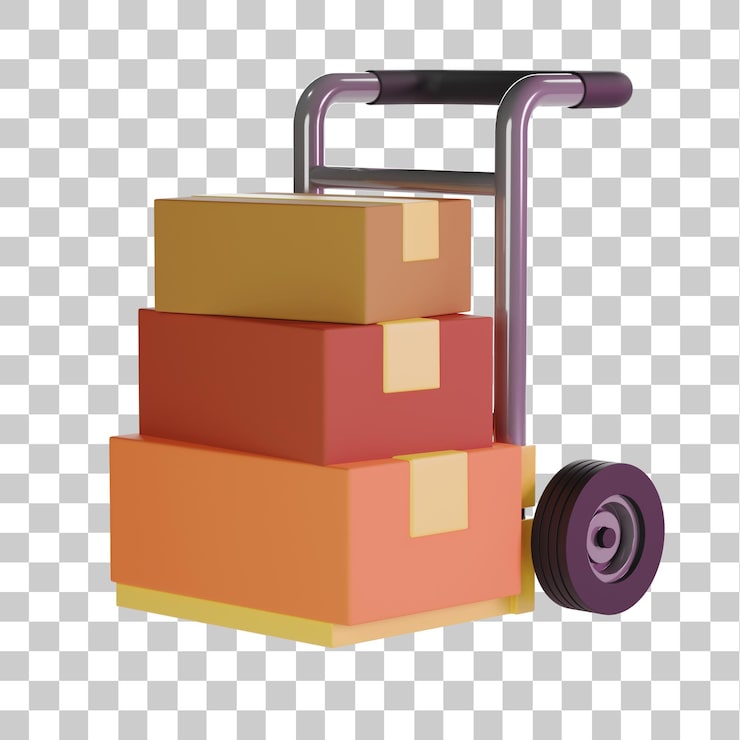 PSD pakkehåndtruck 3d illustration