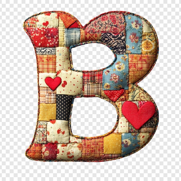 PSD patchwork bogstav b med hjerter