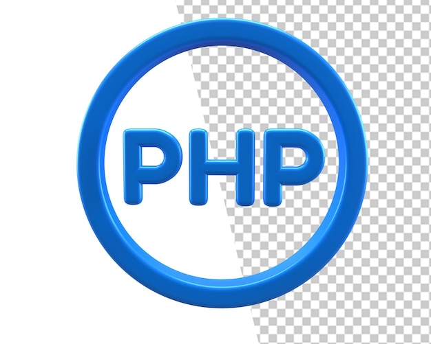 PSD php-code blauw 3d pictogram geeft terug