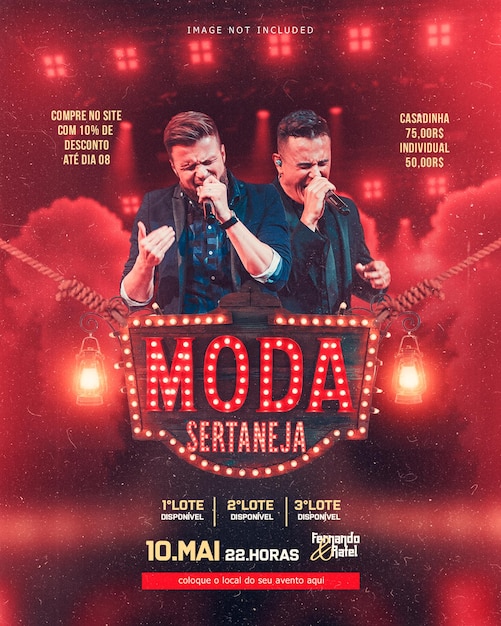 PSD plakat koncertu moda sertaneja