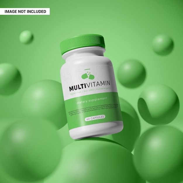 PSD plastik vitaminflaske mockup