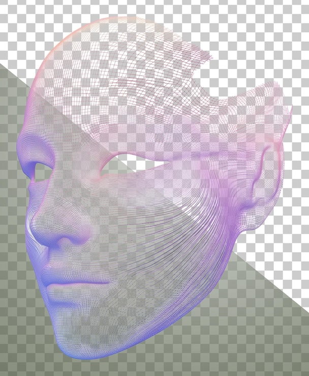 PSD png abstrakt trådramme ansiktsdesign i pastellfarger