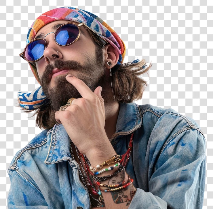 PSD png hippie aurinkolasit muotokuva valokuva