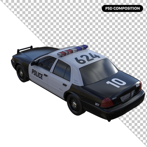 PSD polis arabası izole 3d