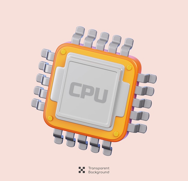 PSD 프로세서  세트 또는 cpu  분리 된 컴퓨터 구성 요소 아이콘 3d 렌더링