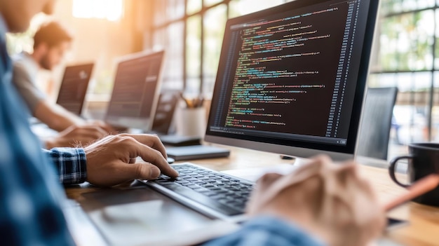 PSD programmerere der arbejder på computerkode