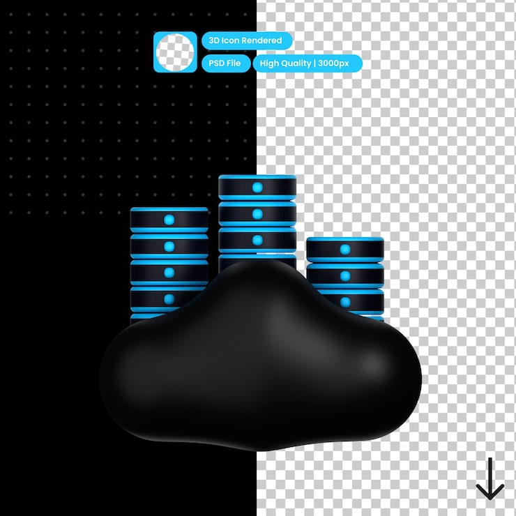 PSD psd 3d illustration af cloud hosting