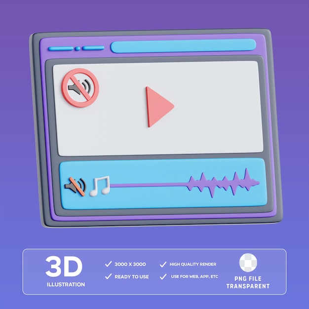 PSD psd audio remover 3d-illustration